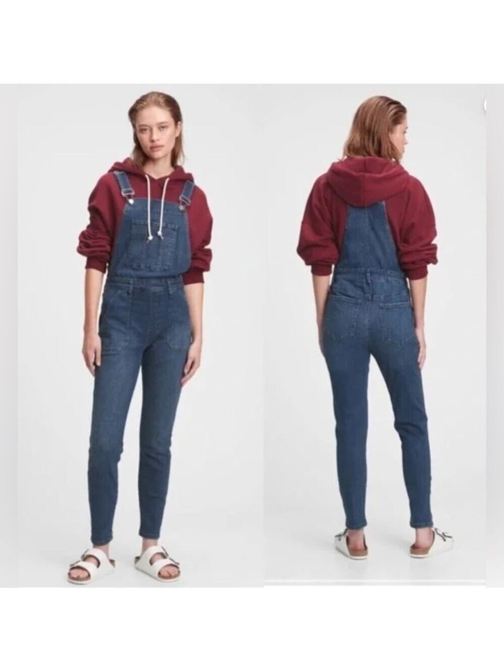 GAP Medium Indigo Denim Overalls Skinny Leg Sz L